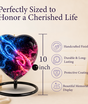 Blue and Pink Hands Memorial Urn for Ashes, Celestial Touch of Heaven Cremation Urn