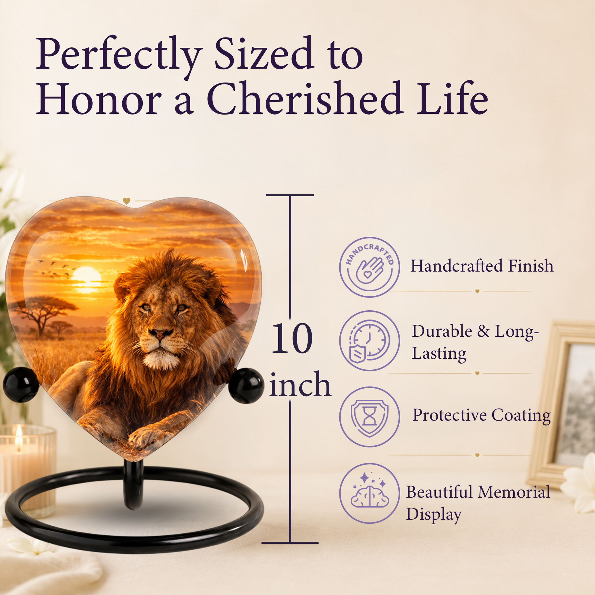 Lion Sunset Urn, Adult Urn, Urns for Adult Ashes, Adult Urns for Ashes, Adult Cremation Urn