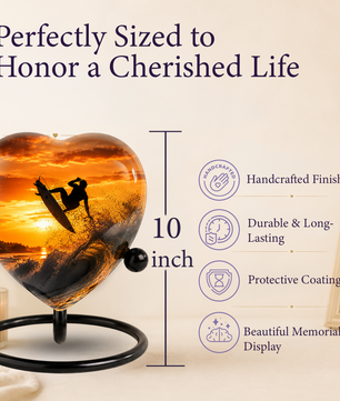 Personalized Urn for Dad, Adult Male Cremation Urn for Ashes, Surfing Memorial Urn for Father & Son