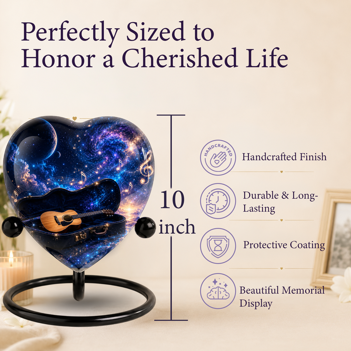 Music Guitar Adult Urn – Guitar Cremation Urn for Adult Ashes, Musical Memorial Adult Urn