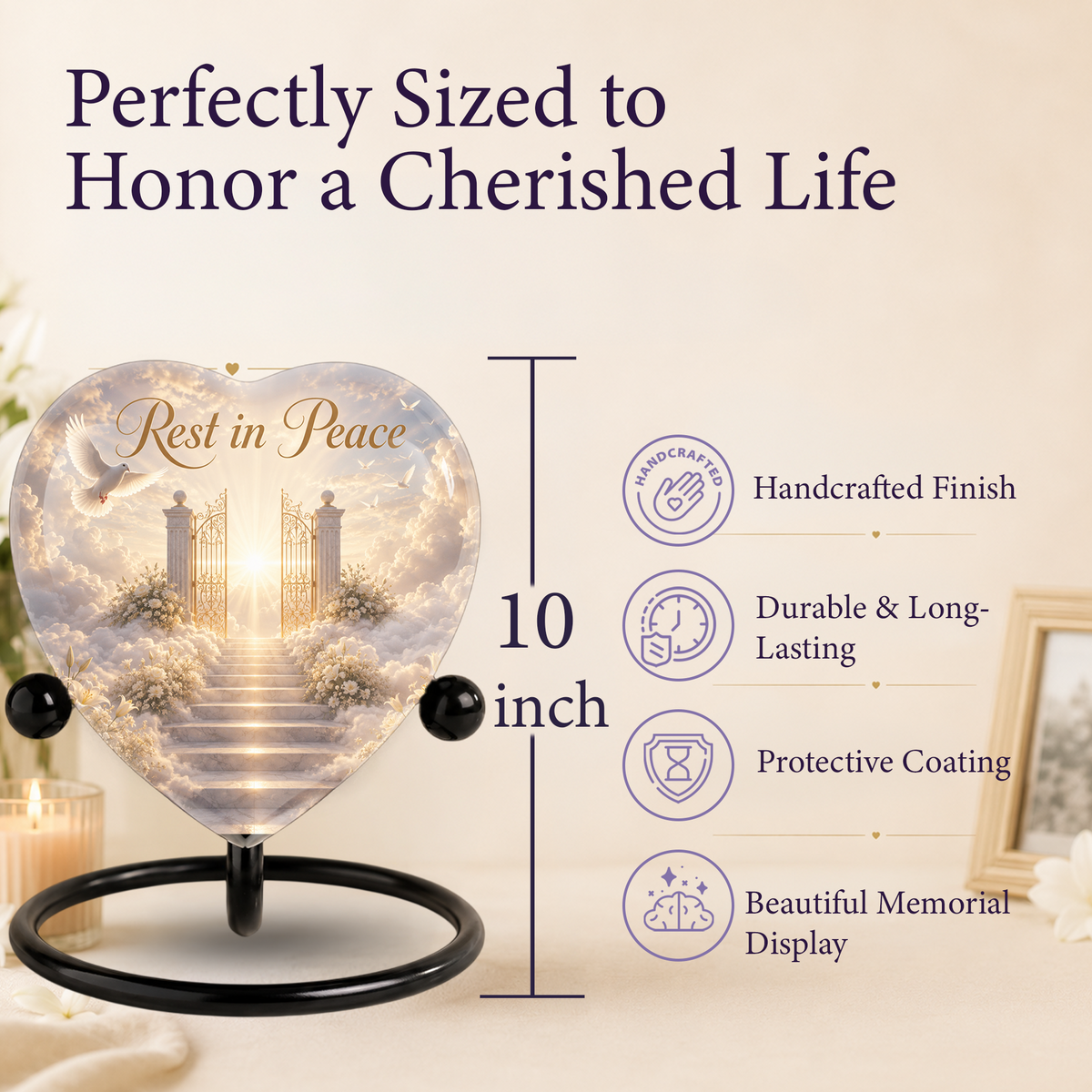 Heaven Urn – Heavenly Adult Urn for Ashes, Heart-Shaped Heaven Cremation Urn