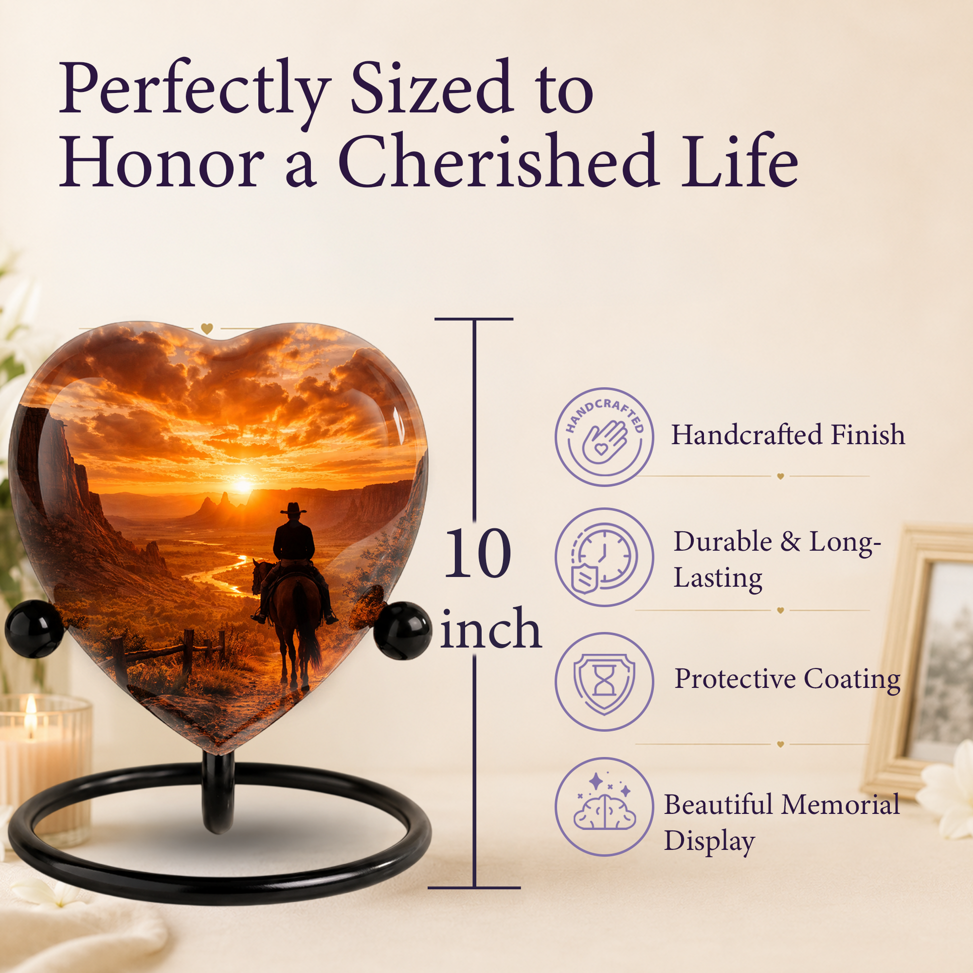 Cowboy Sunset Urn for Dad | Personalized Western Urn for Father & Ashes