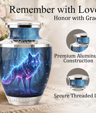 Wolf Cremation Urn for Human Ashes, Personalized Memorial Urn for Men