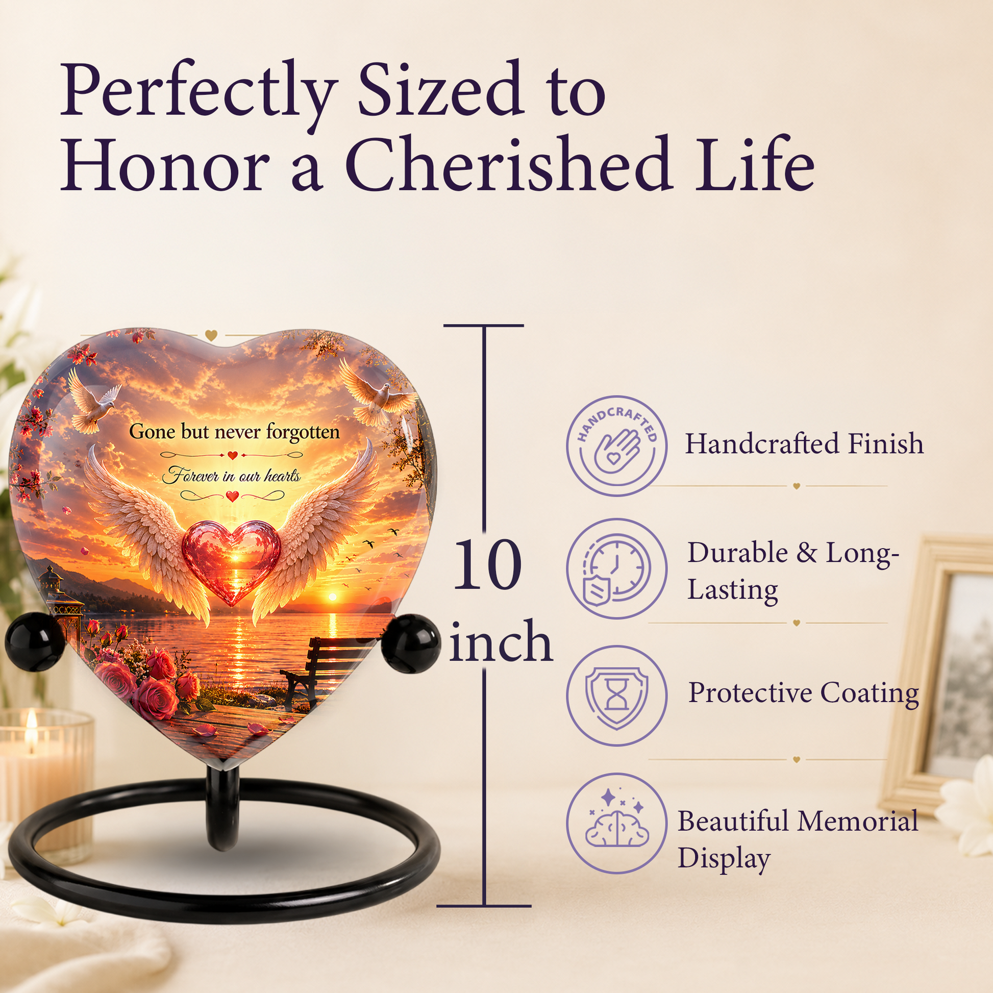 Angel Wing Sunset Urn – Adult Urn for Ashes, Angel Wings Memorial Cremation Urn, Sunset Adult Cremation Urn