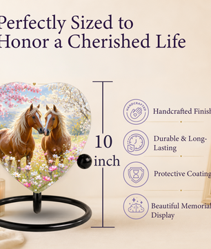 Horse Urn, Adult Urn for Ashes, Horse Memorial Urn, Heart-Shaped Horse Cremation Urn