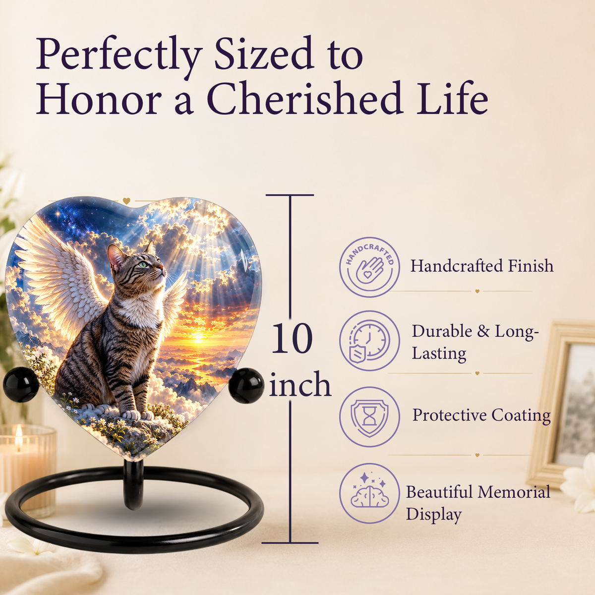 Angel Cat Cremation Urn for Ashes, Cat Memorial Urn, Personalized Cat Urn, Pet Cremation Urn