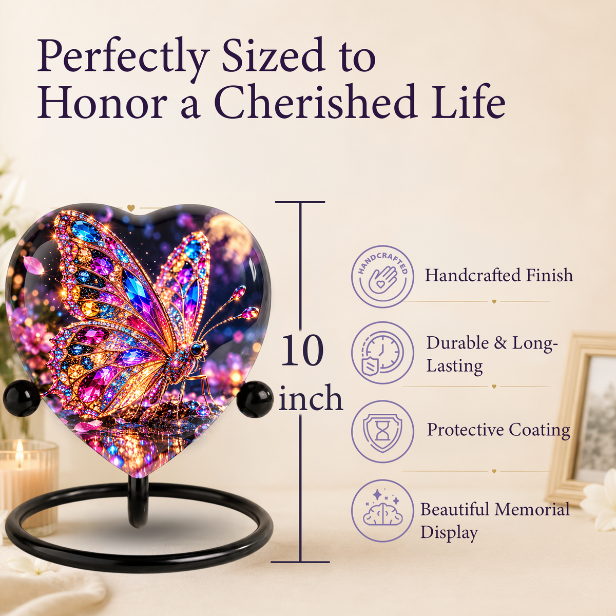 Butterfly Adult Urn for Ashes, Colorful Jeweled Butterfly Memorial Urn, Adult Cremation Urn