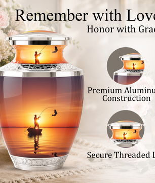 Gone Fishing Cremation Urn for Dad, Personalized Fishing Urn for Human Ashes