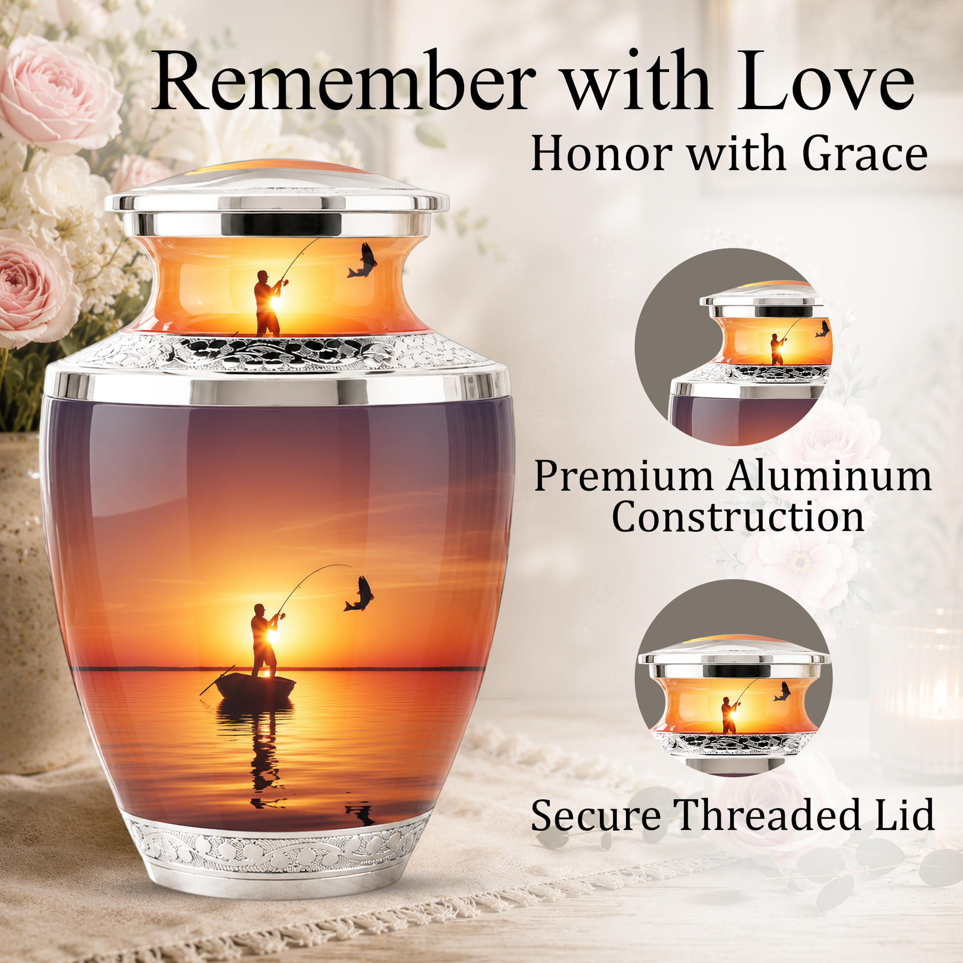 Gone Fishing Cremation Urn for Dad, Personalized Fishing Urn for Human Ashes