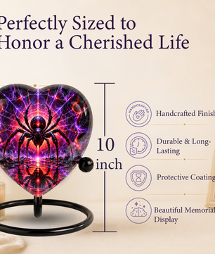 Spider Cremation Urn for Ashes, Gothic Spider Memorial Urn, Black Widow Spider Urn, Web Themed Adult Urn, Personalized Heart Shaped Urn