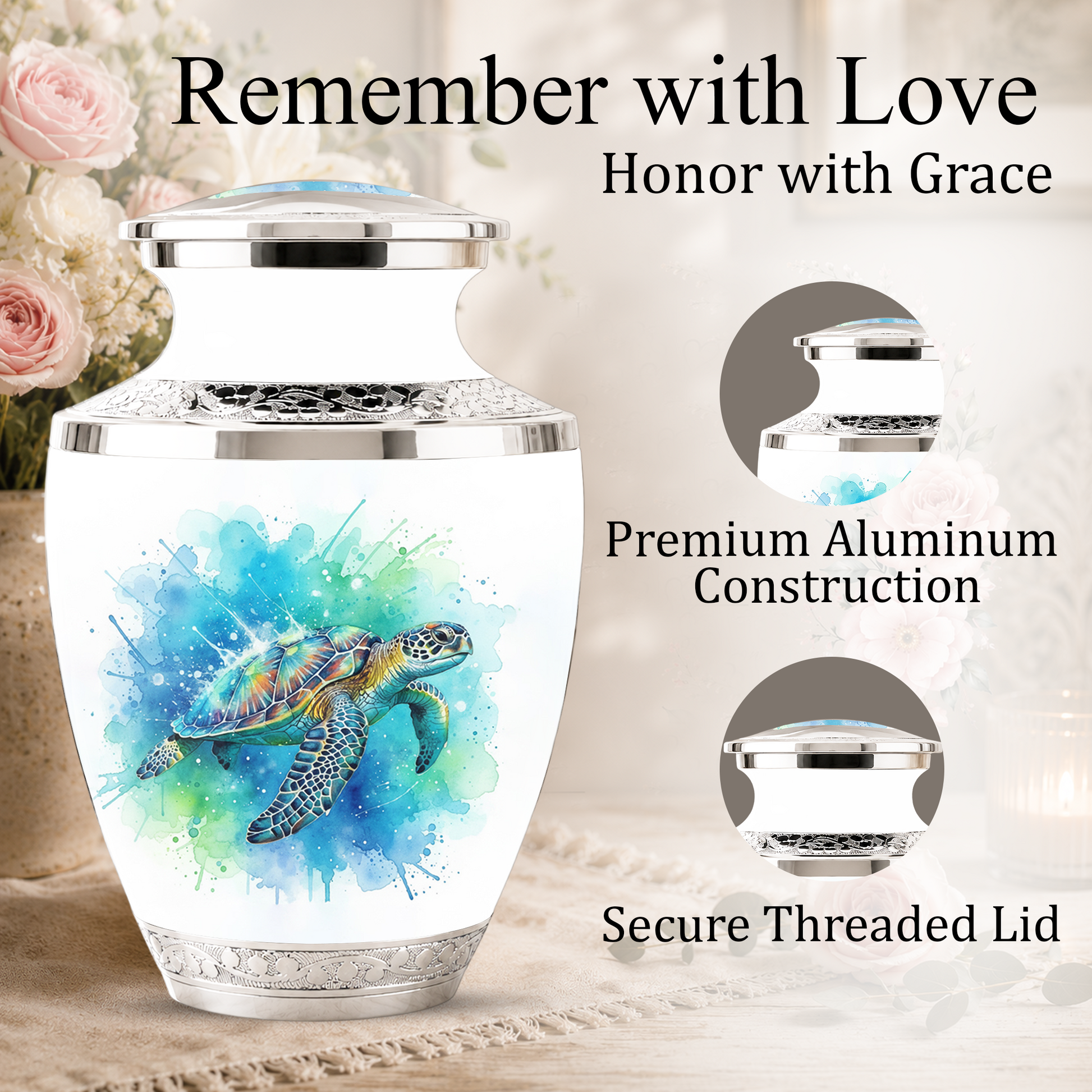 Sea Turtle Cremation Urn for Human Ashes, Personalized Urn for Human Ashes