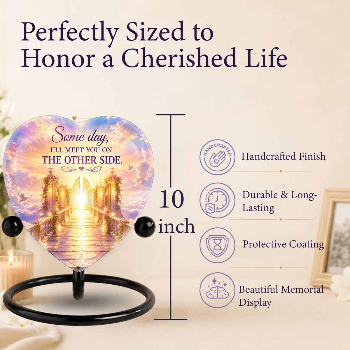 Heavenly Gate Memorial Urn – Adult Urn for Ashes, Heaven Cremation Urn, Heart-Shaped Adult Cremation Urn