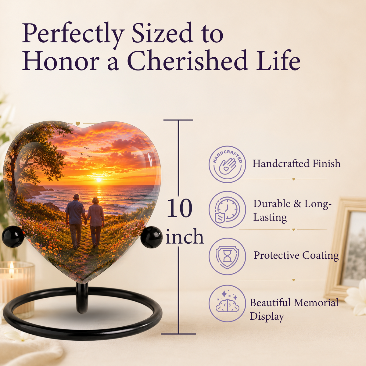 Personalized Sunset Beach Companion Cremation Urn for Mom & Dad