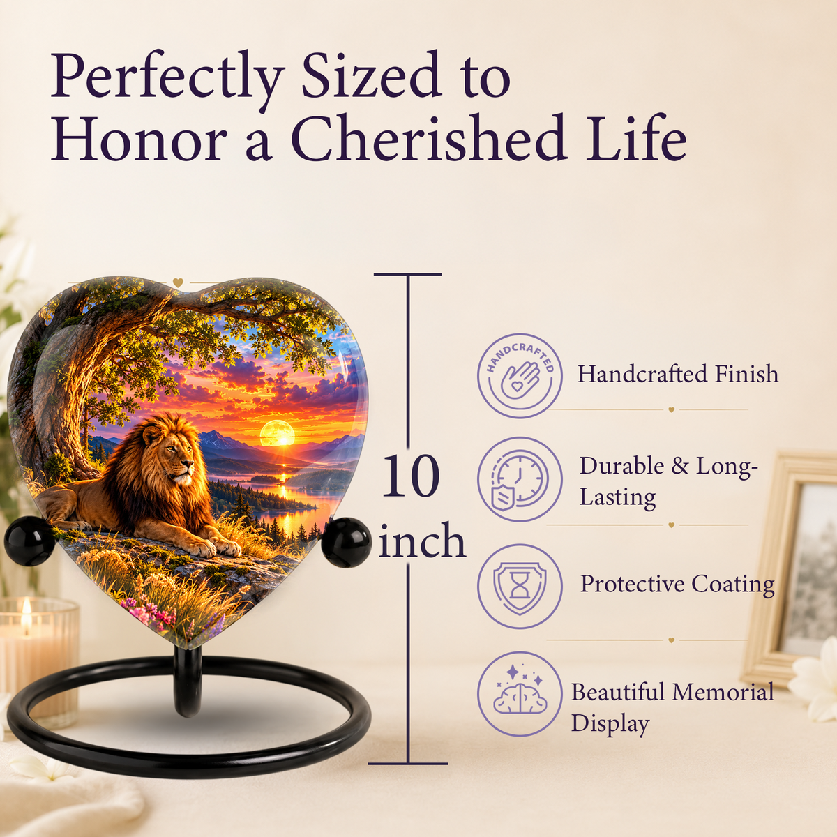 Lion Cremation Urn for Ashes, Lion Memorial Urn, Personalized Lion Urn, Lion Lover Memorial,