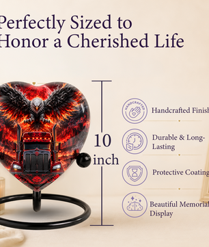 Eagle Truck Adult Urn for Ashes, Personalized Adult Cremation Urn, Red Black Semi Truck Memorial Urn