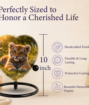 Tiger Urn for Ashes, Heart Shaped Memorial Urn, Personalized Tiger Cremation Urn