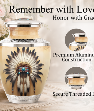 Native American Western Cremation Urn for Dad & Mom, Personalized Memorial Urn