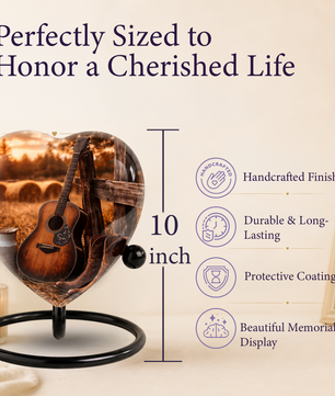 Cowboy Sunset Heart-Shaped Adult Cremation Urn for Dad, Father & Men – Rustic Memorial Urn