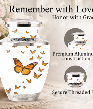 Monarch Butterfly Cremation Urn for Mom, Butterfly Memorial Urn for Women