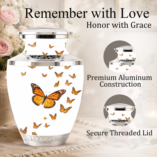 Monarch Butterfly Cremation Urn for Mom, Butterfly Memorial Urn for Women