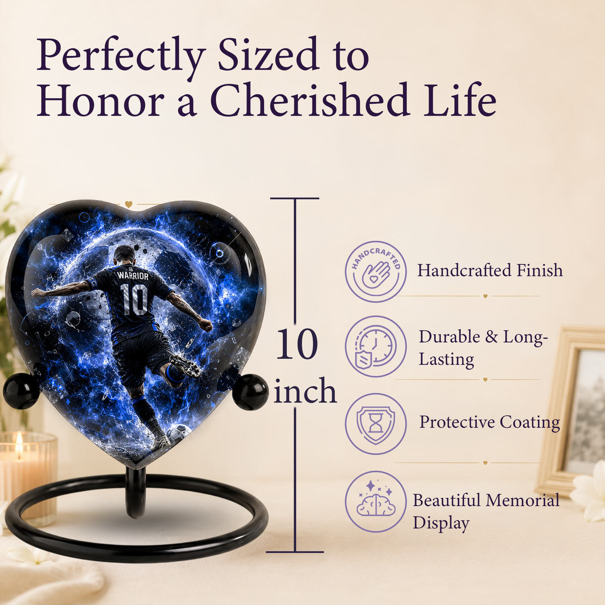 Personalized Soccer Cremation Urn for Ashes | Adult Sports Memorial Urn for Dad & Men