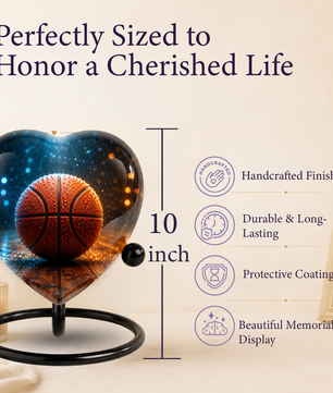 Basketball Heart-Shaped Adult Cremation Urn – Basketball Adult Urn for Human Ashes