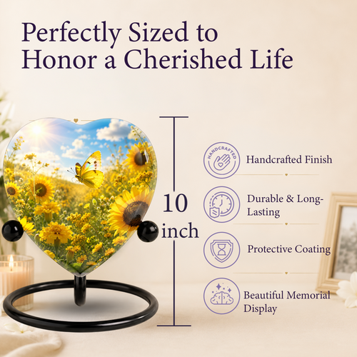 Adult Cremation Urn for Ashes, Butterfly Urn for Human Ashes, Sunflower Memorial Urn