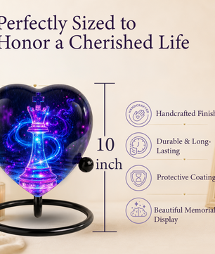 Royal Queen Chess Heart Adult Urn – Adult Urn, Urn for Ashes Adult, Adult Cremation Urns