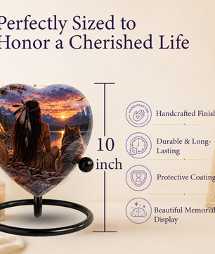 Native American Wolf Adult Cremation Urn for Ashes, Personalized Adult Urn, Wolf Memorial Urn, Indigenous Inspired Heart Urn, Adult Cremation Urn
