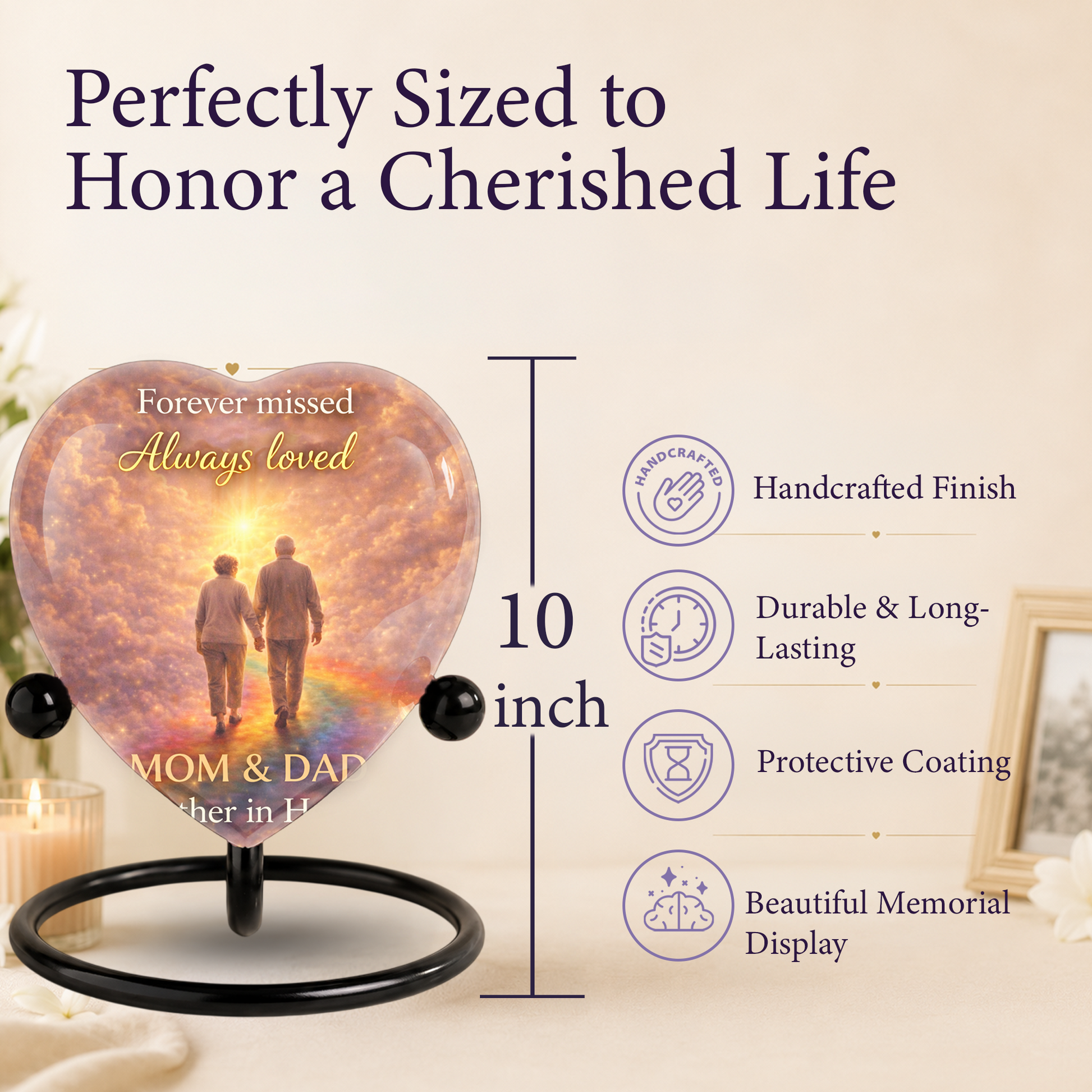 Dad and Mom Urn – Memorial Cremation Urn for Mom and Dad, Keepsake Urn for Mother & Father