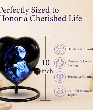 Wolf & Moon Heart Adult Urn – Adult Urn, Urns for Adult Ashes,Adult Cremation Urns