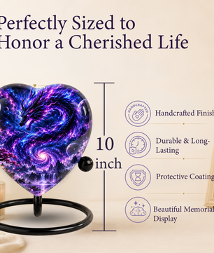Dragon Adult Cremation Urn for Ashes, Fantasy Dragon Memorial Urn, Personalized Heart Shaped Adult Urn, Dragon Cremation Urn