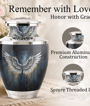 Angel Wings Cremation Urn for Mom & Dad, Guardian Angel Urn for Human Ashes