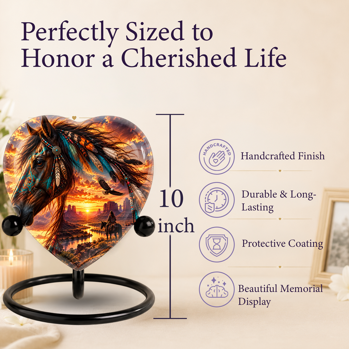 Native American Horse Adult Cremation Urn for Ashes – Western Horse Memorial Urn