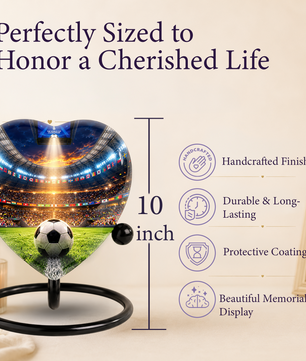 Football Soccer Adult Cremation Urn for Ashes, Personalized Sports Memorial Urn for Men & Adults