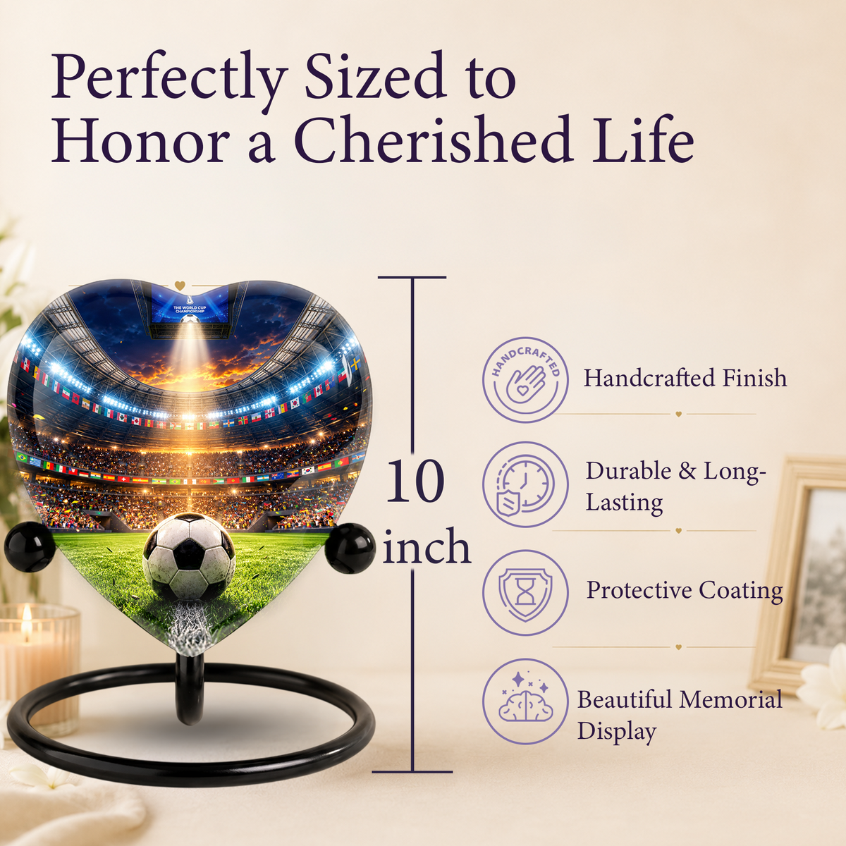 Football Soccer Adult Cremation Urn for Ashes, Personalized Sports Memorial Urn for Men & Adults