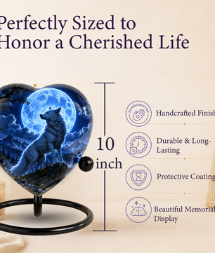 Wolf Adult Cremation Urn for Ashes – Moonlit Wolf Memorial Urn Personalized Wolf Cremation Urn