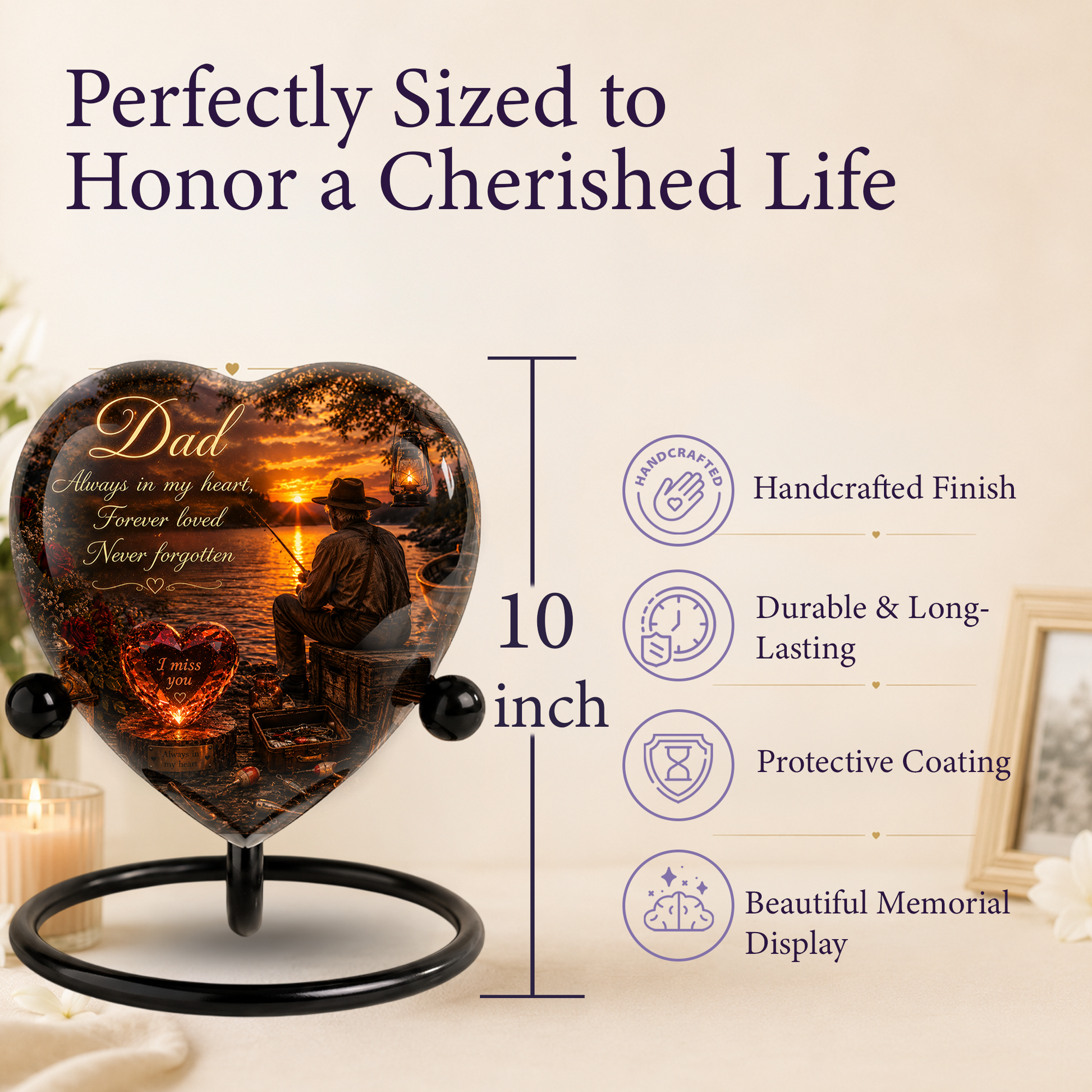 Fishing Urn for Dad – Gone Fishing Urn for Human Ashes, Fishing Cremation Urn & Personalized Dad Memorial Urn
