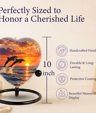 Dolphin Couple Cremation Urn for Ashes, Dolphin Memorial Urn, Personalized Ocean Urn, Heart Shaped Cremation Urn,