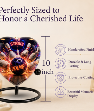 Bowling Urn – Personalized Bowling Cremation Urn for Ashes Heart-Shaped Adult Cremation Urn for Bowlers