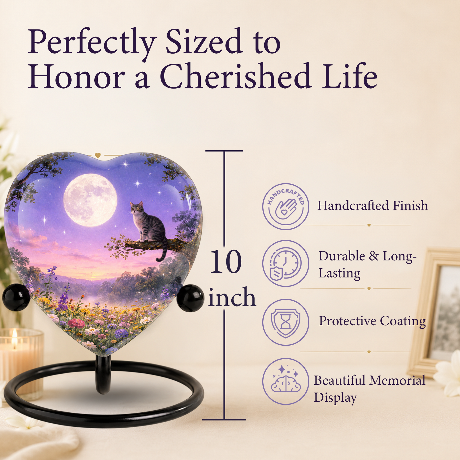 Personalized Cat Urn, Moonlight Garden Memorial,Unique Cat Urns