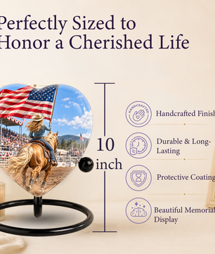 American Flag Cowboy Memorial Wind Chime – Heart-Shaped Rodeo Horse Memorial Decoration