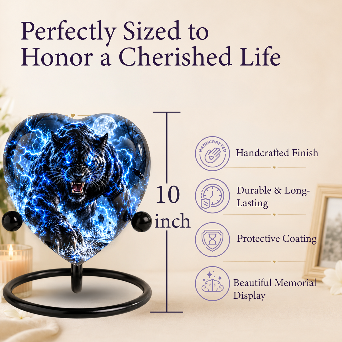 Black Panther Cremation Urn for Ashes, Big Cat Memorial Urn, Personalized Panther Urn
