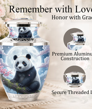 Panda Cremation Urn for Mom, Personalized Moon Memorial Urn for Baby Ashes