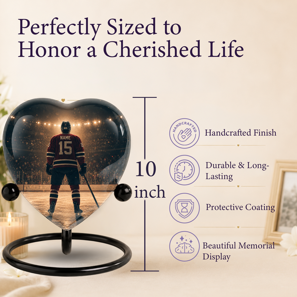 Hockey Adult Urn – Ice Hockey Player Adult Cremation Urn for Ashes