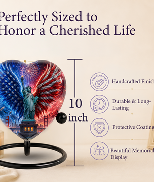 American Eagle Wings Statue of Liberty Urn – Adult Urn for Ashes, Patriotic Cremation Urn