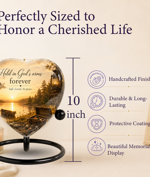 Fishing Adult Urn – Adult Urn for Ashes, Fishing Cremation Urn, Lake Sunset Urn for Adult Ashes