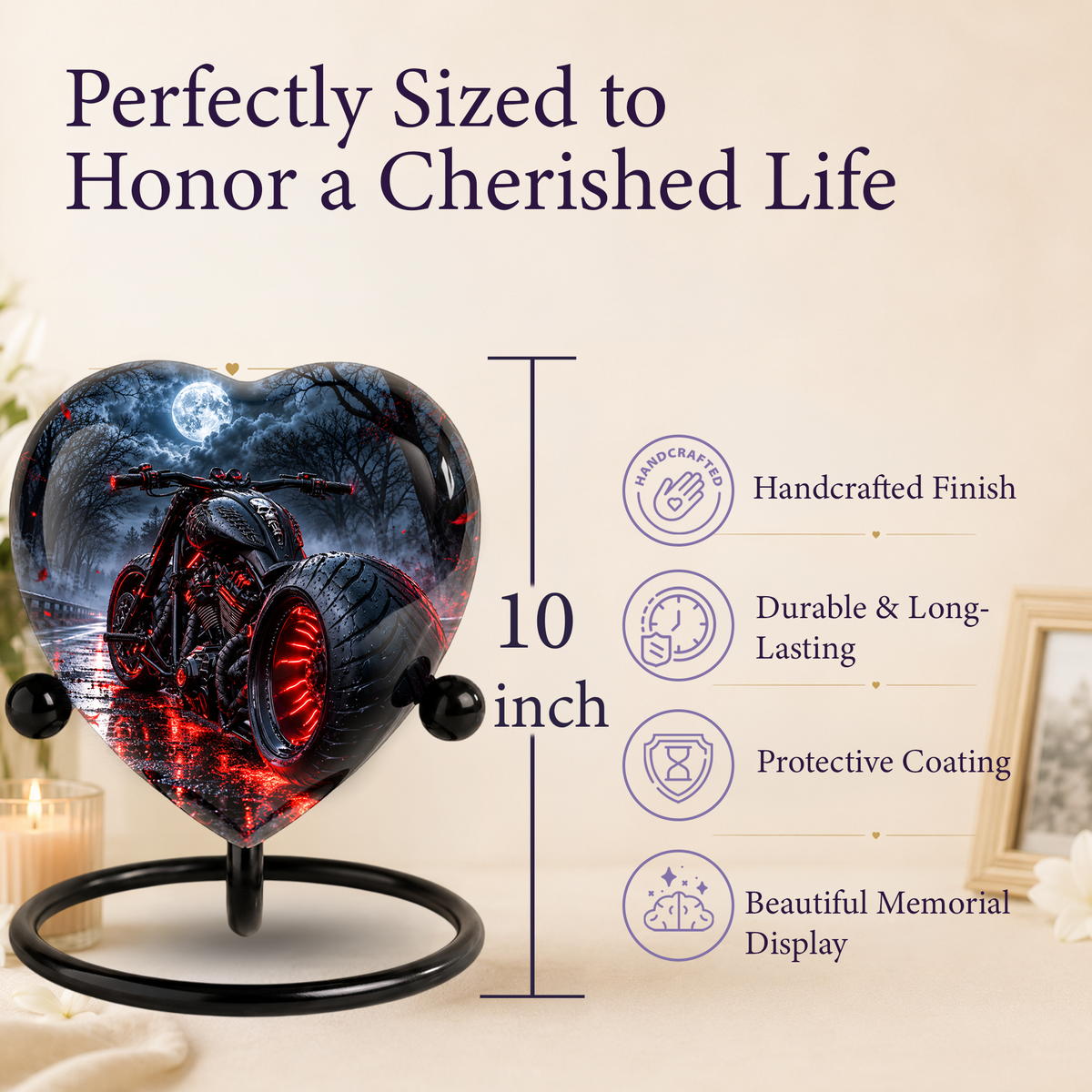 Motorcycle Urn for Dad's Ashes, Personalized Adult Cremation Urn for Men, Biker Memorial Urn