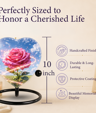 Pink Rose Heart Urn for Mom – Personalized Keepsake Urn for Mom, Beautiful Cremation Urn for Women