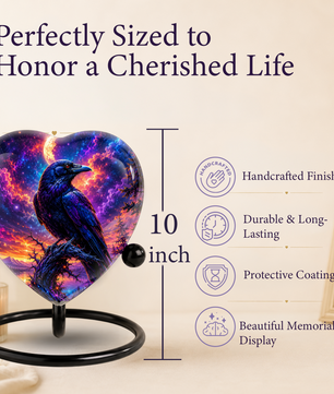 Raven Heart Cremation Urn for Adults – Unique Adult Urn for Ashes